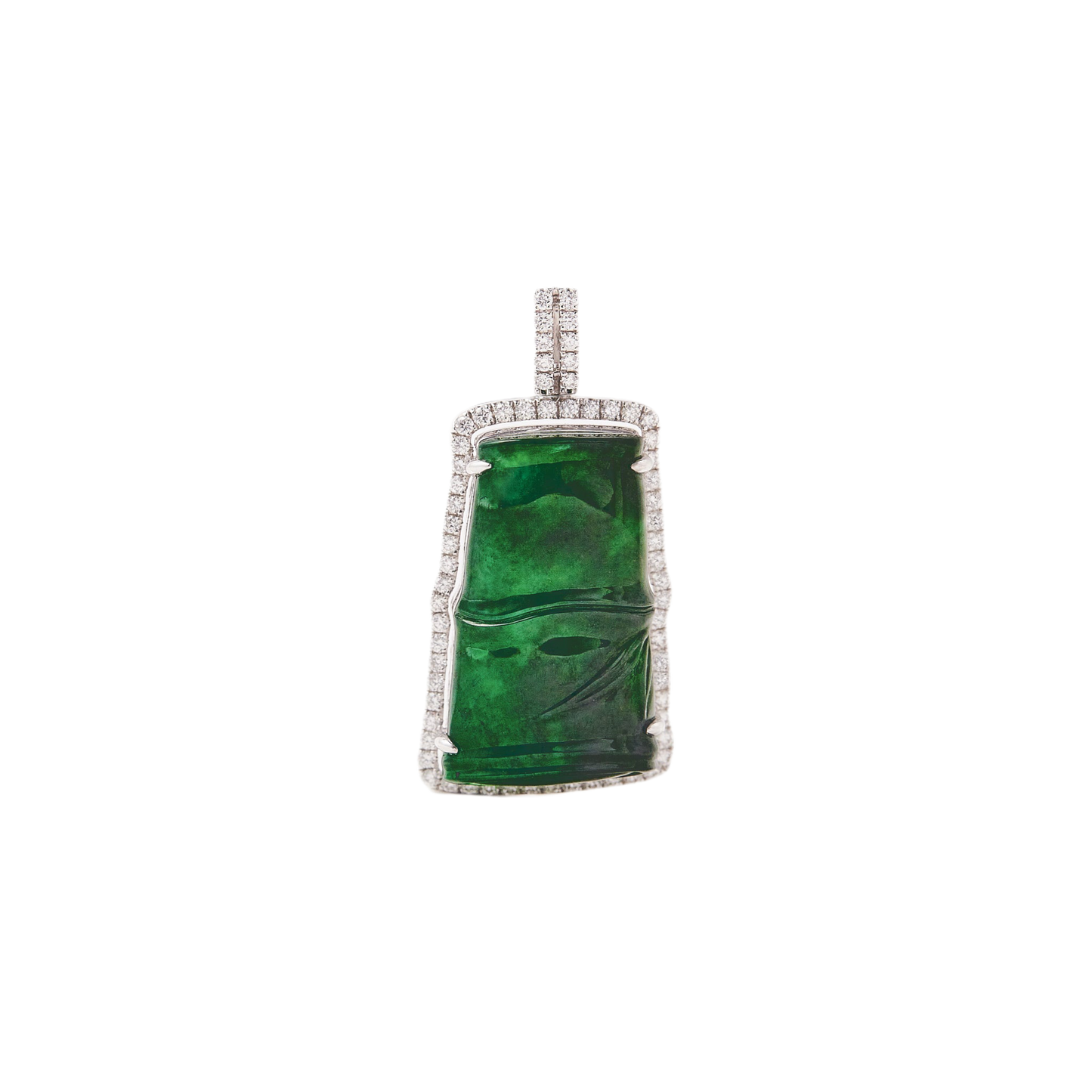 JADEITE BAMBOO AND DIAMOND PENDANT