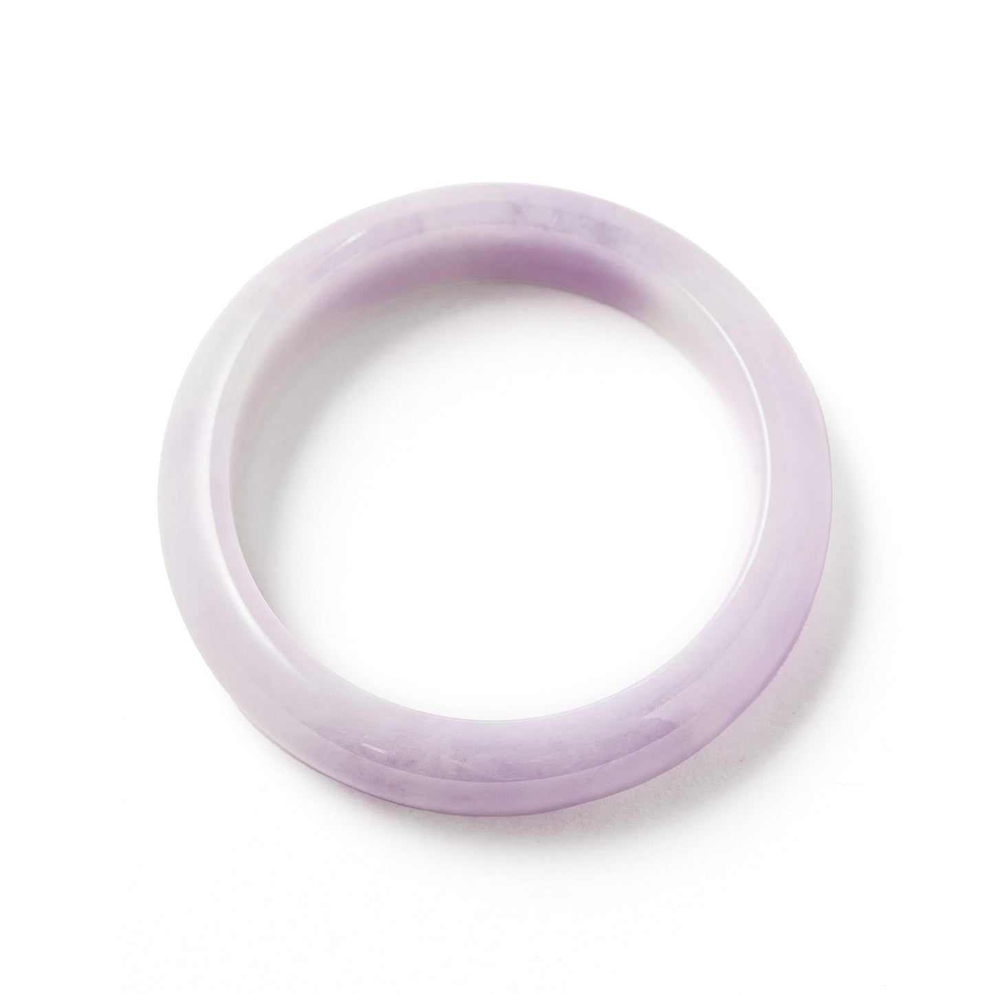LAVENDER JADEITE ROUND BANGLE WITH FLATTENED INNER RIM 56.3mm